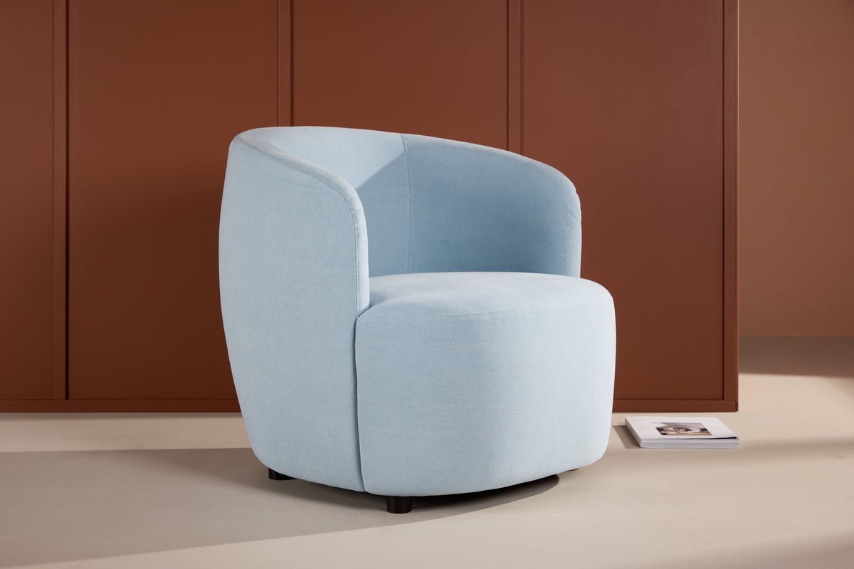 Fauteuil Bobby - Fauteuil individuel bleu clair en bouleau