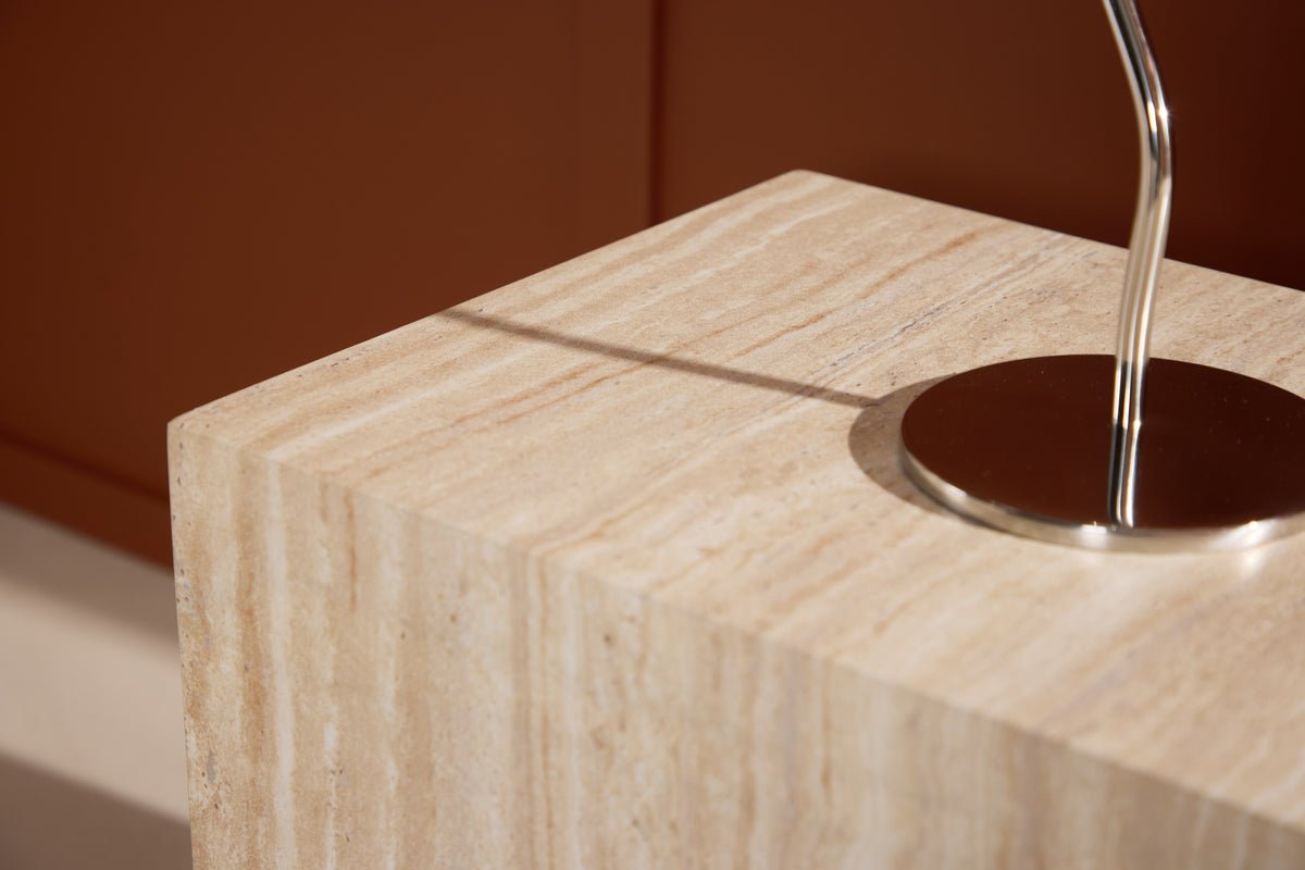 Side table Quadro – in Beige with stone look