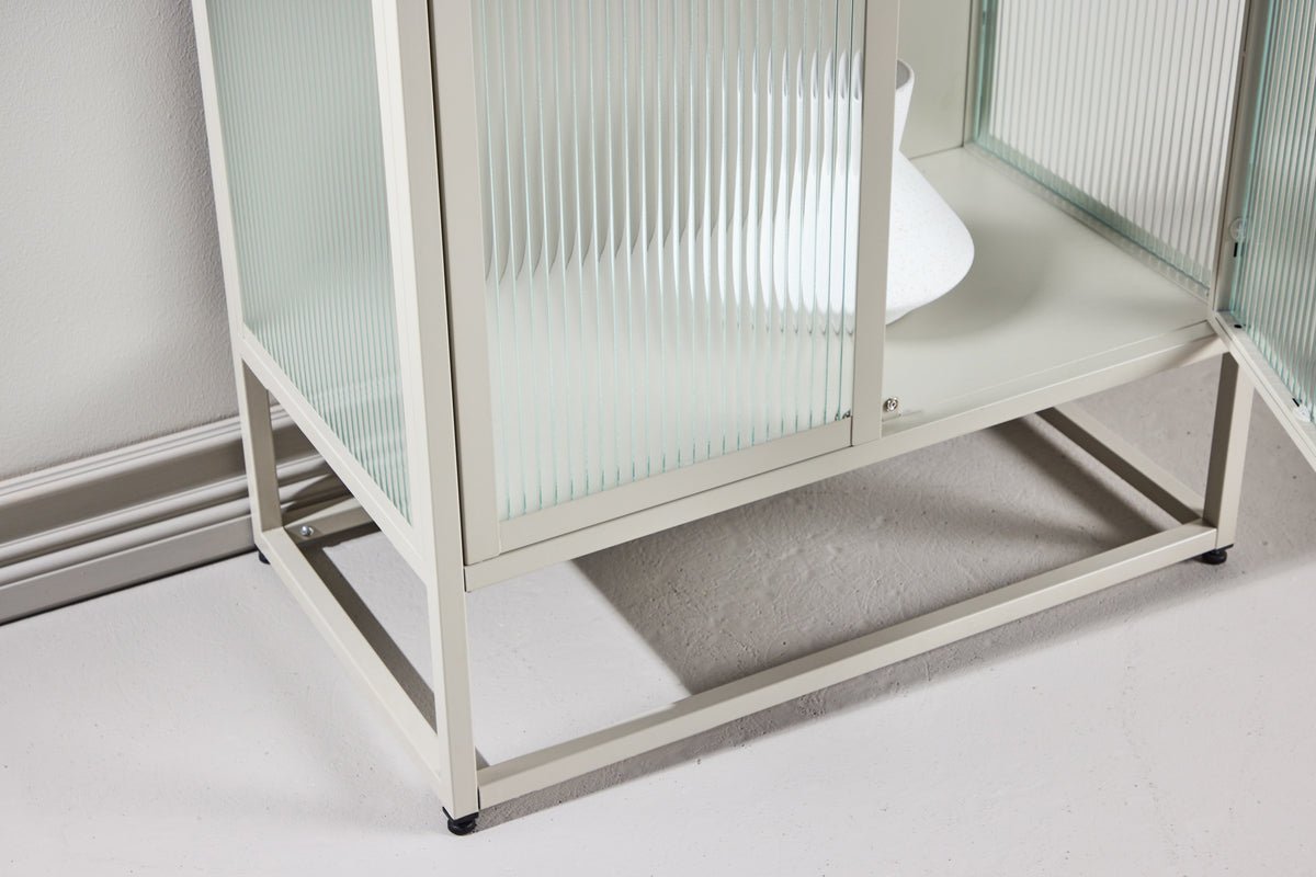 Commode/Vitrine Lenora – Beige, moderne et élégante avec accent rétro