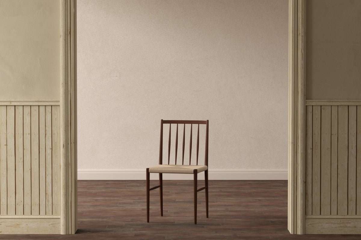 Ensemble de 2 chaises de salle à manger Wendi aspect bois avec assise tressée