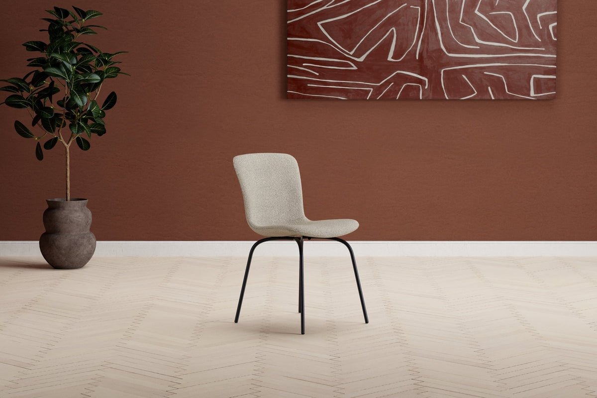 Ensemble de 2 chaises de salle à manger Leo en Beige avec pieds noirs