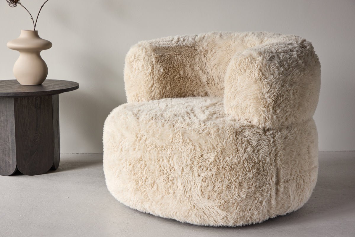 Armchair Fiby - With polyester cover in cream white