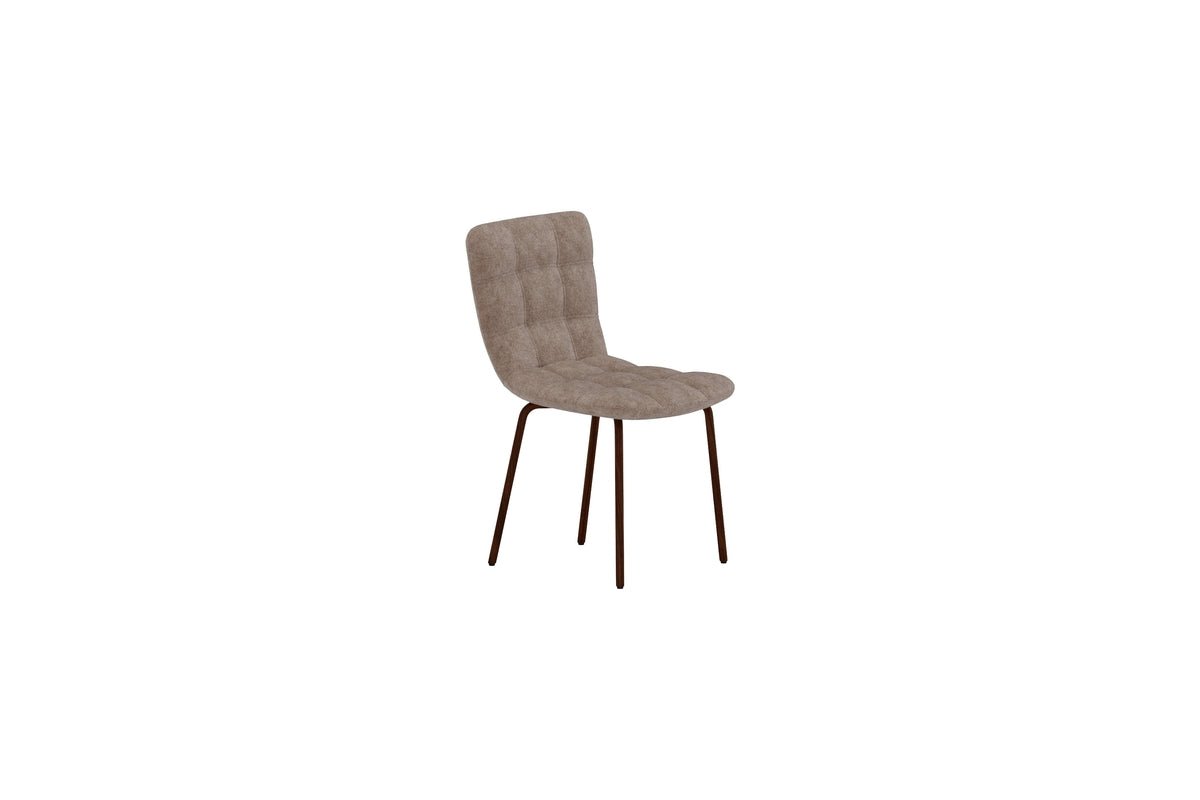 Set of 2 - Dining Chair Daria with Wood-Effect Legs & Quilted Backrest