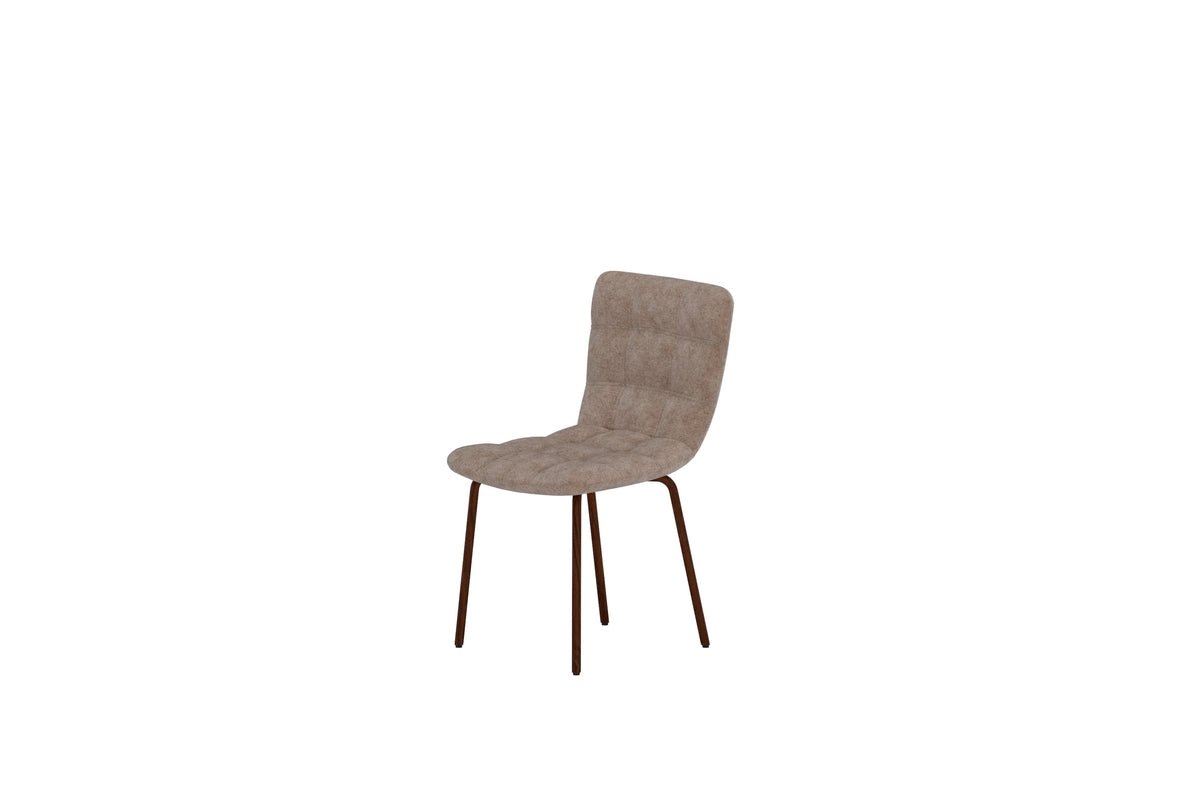 Set of 2 - Dining Chair Daria with Wood-Effect Legs & Quilted Backrest