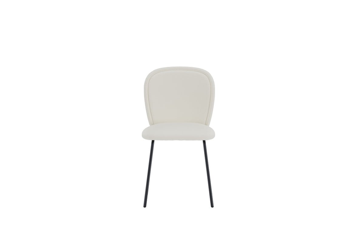 2er Set - Iesszëmmerstull Carli a Liichtbeige mat schwaarzem Metallgestell