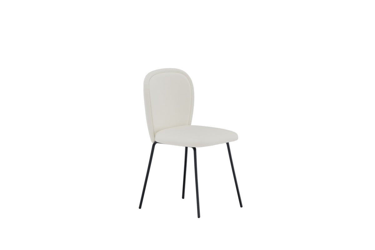 2er Set - Iesszëmmerstull Carli a Liichtbeige mat schwaarzem Metallgestell