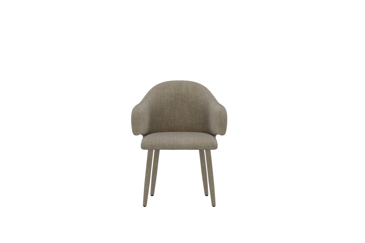 Ensemble de 2 chaises de salle à manger Jubi en beige avec pieds en métal recouverts de tissu
