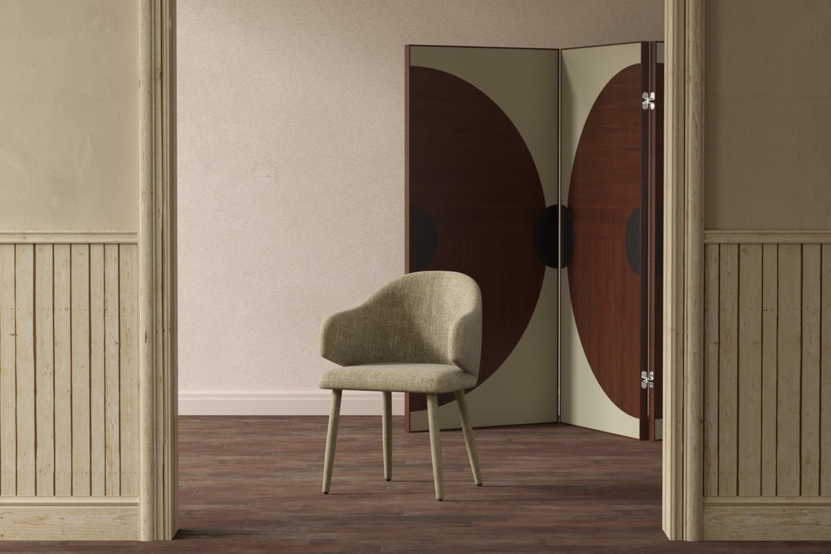 Set of 2 - Dining Chair Jubi in Beige with Fabric-Covered Metal Legs