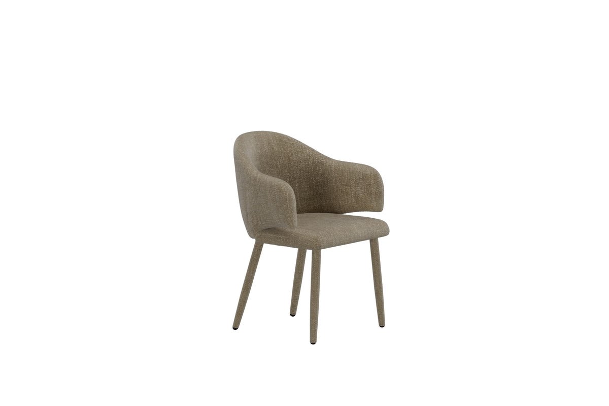 Ensemble de 2 chaises de salle à manger Jubi en beige avec pieds en métal recouverts de tissu