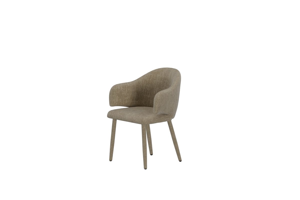 Ensemble de 2 chaises de salle à manger Jubi en beige avec pieds en métal recouverts de tissu