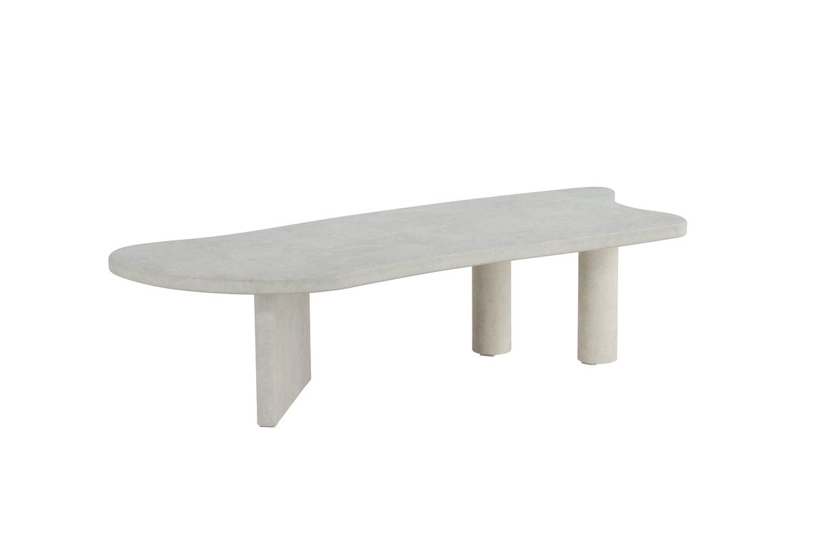 Table basse Adam - en aspect béton gris clair avec design asymétrique