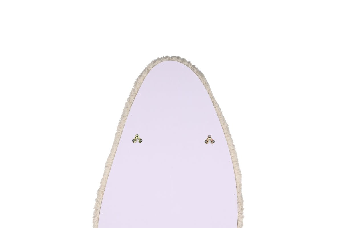 Miroir Rachel - en Beige avec cadre en fausse fourrure