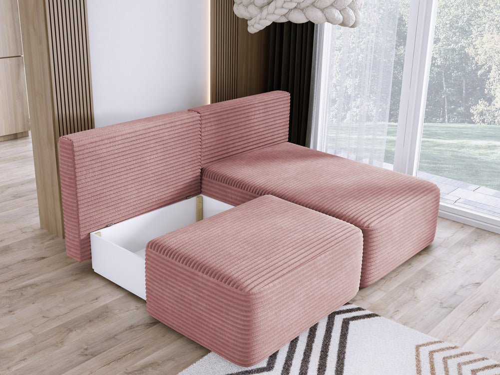 Designer Sofa Tilia Corduroy with Sleeping Function and Storage Space