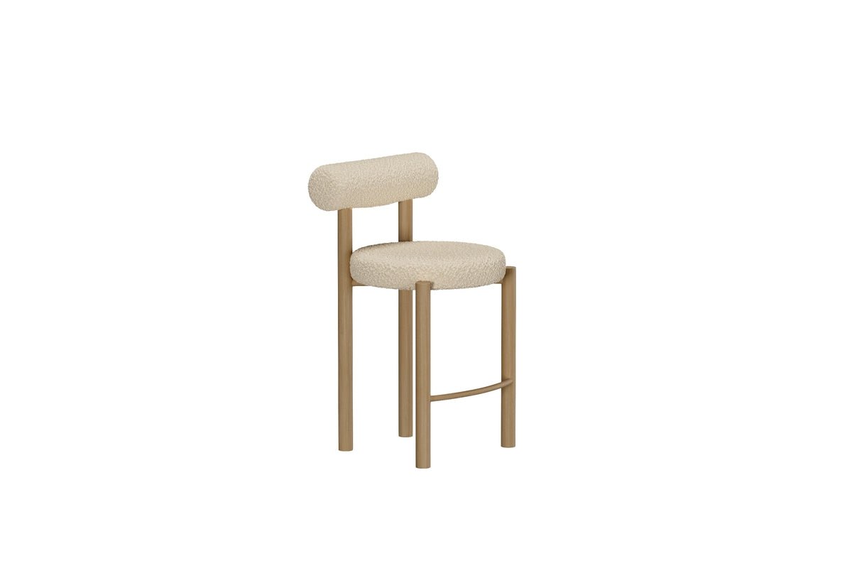 2er Set - Barhocker Timo a Wäiss mat Stolgestell & Holzoptiq