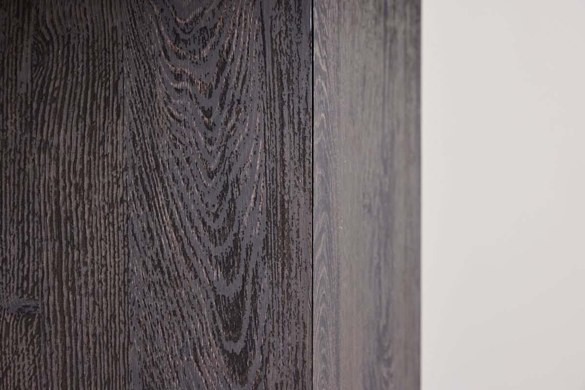 Dining table Agesta - round dining table with tabletop in Light Gray, mocha, and Black