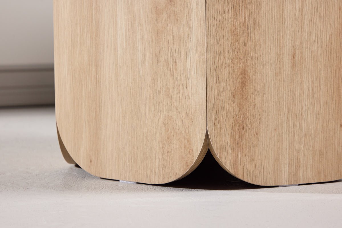 Dining table Agesta - round dining table with tabletop in Light Gray, mocha, and Black