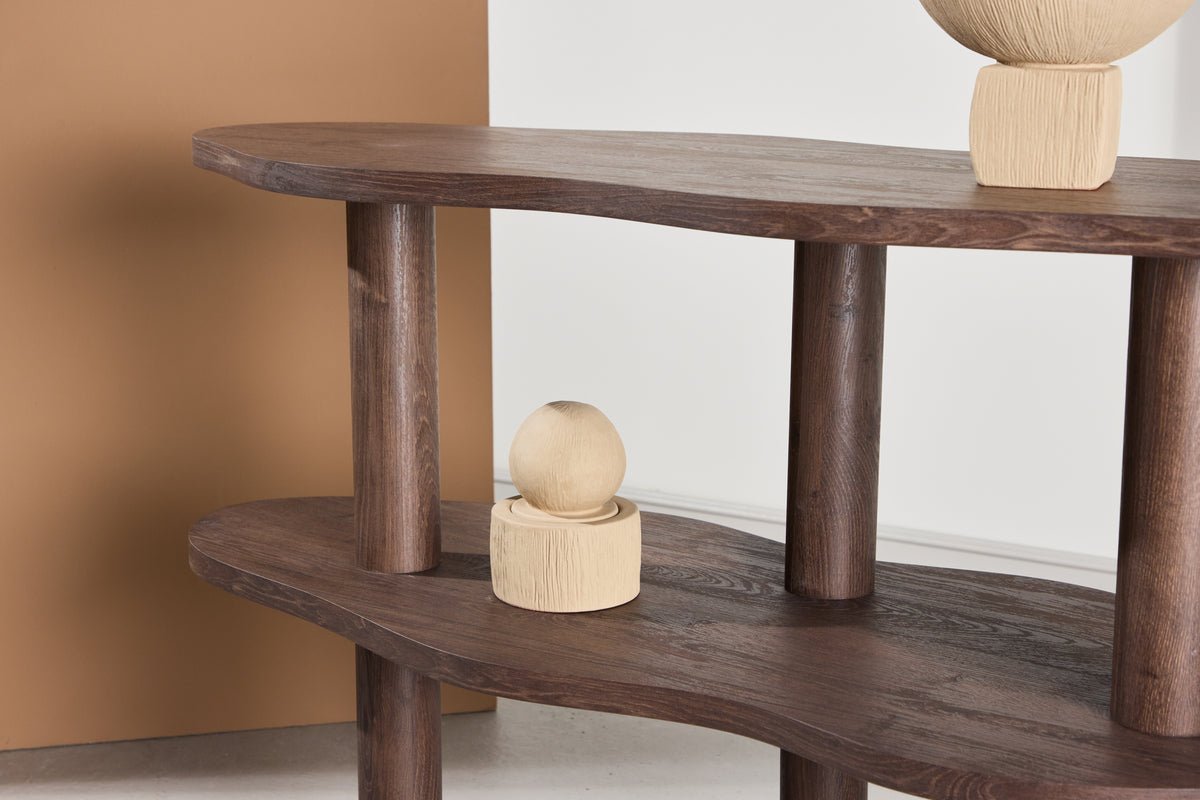 Regal Aureo – 3-tier shelf in mocha with wave shape