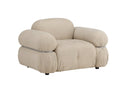 Fauteuil lounge design Mika – Beige, rembourrage velouté avec détails chromés