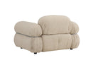Fauteuil lounge design Mika – Beige, rembourrage velouté avec détails chromés
