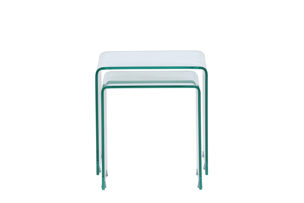 Couchtisch/Beistelltisch-Set Lumea – 2 Dëscher a Klarglas