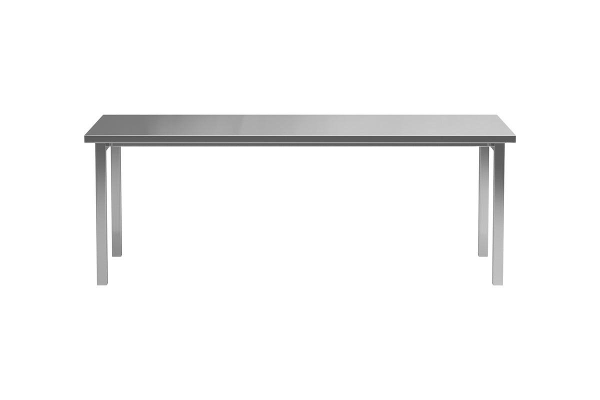 Table à manger Luan - en argent avec surface en acier inoxydable
