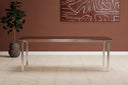 Table à manger Luan - en argent avec surface en acier inoxydable