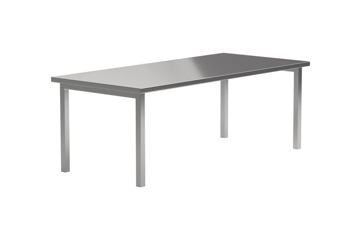 Table à manger Luan - en argent avec surface en acier inoxydable
