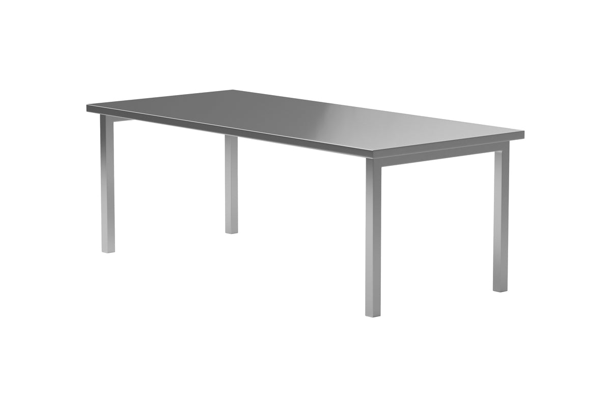 Table à manger Luan - en argent avec surface en acier inoxydable