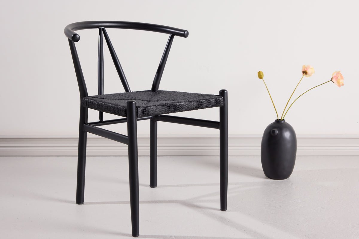 Chaise Fliou II - en Noir avec assise de couleur uniforme