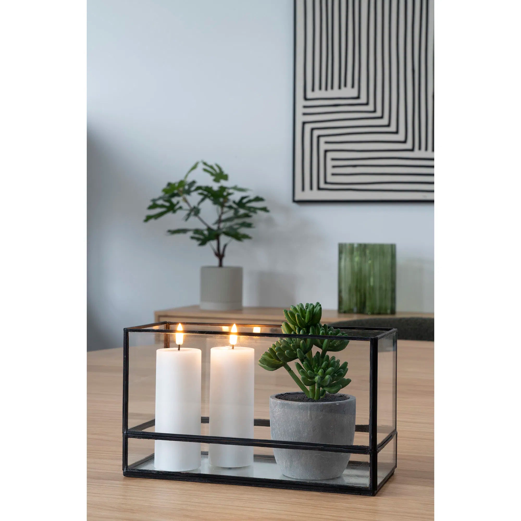 Candle holder "Ferro Recta" – Metal & Glass in Black