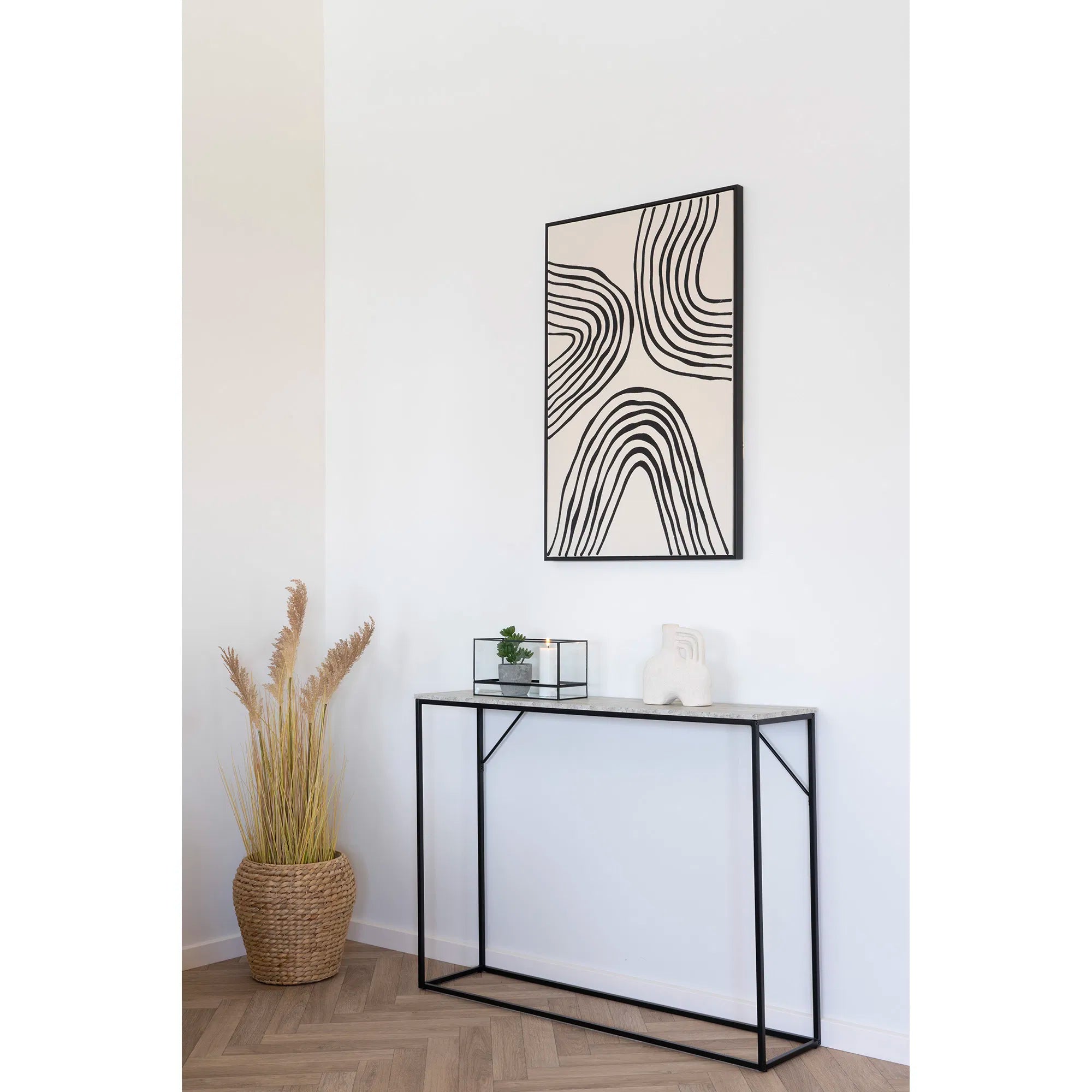 Candle holder "Ferro Recta" – Metal & Glass in Black