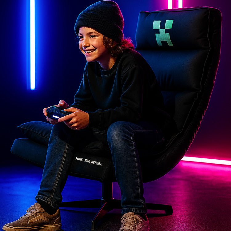 Fauteuil de jeu Minecraft « CreeperSpin » – avec fonction pivotante à 360° et dossier réglable