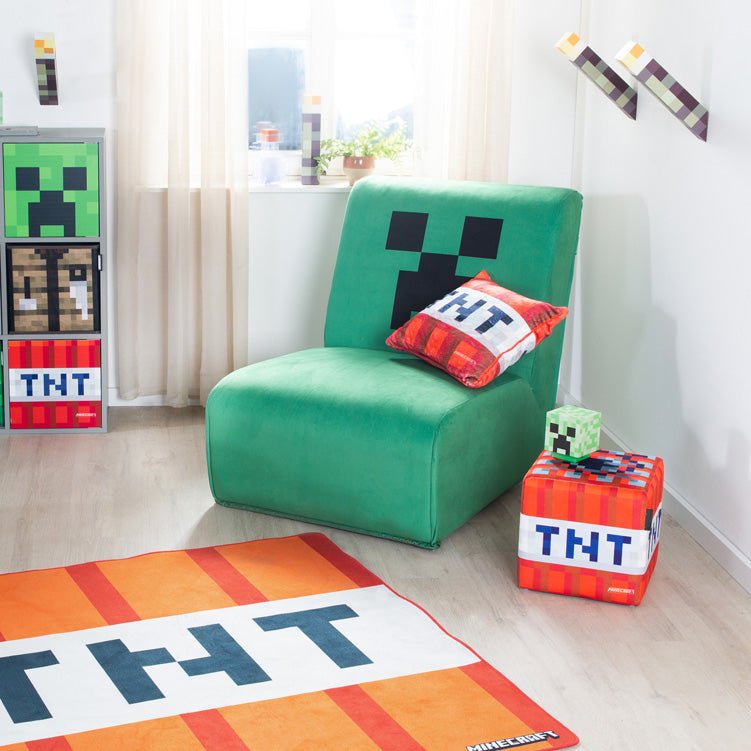 Minecraft Drehsessel „Creeper“ – mat 360° Dréifunktioun & Polsterung