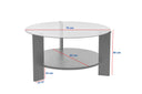 Table basse Davira - avec plateau en verre rond et aspect bois