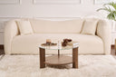 Table basse Davira - avec plateau en verre rond et aspect bois