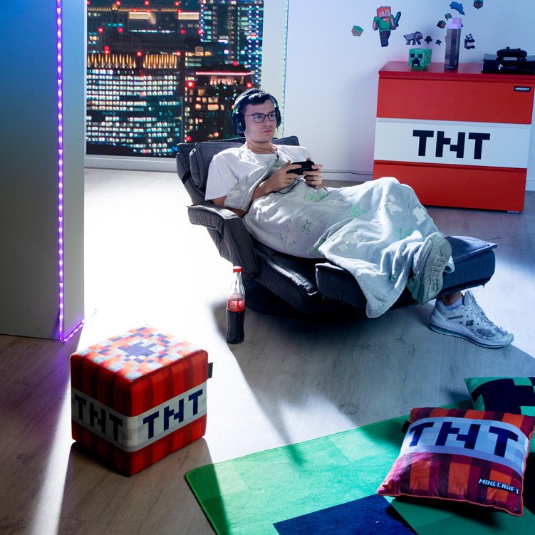 Minecraft cuddle blanket "Glow" – with glow-in-the-dark effect & soft fleece