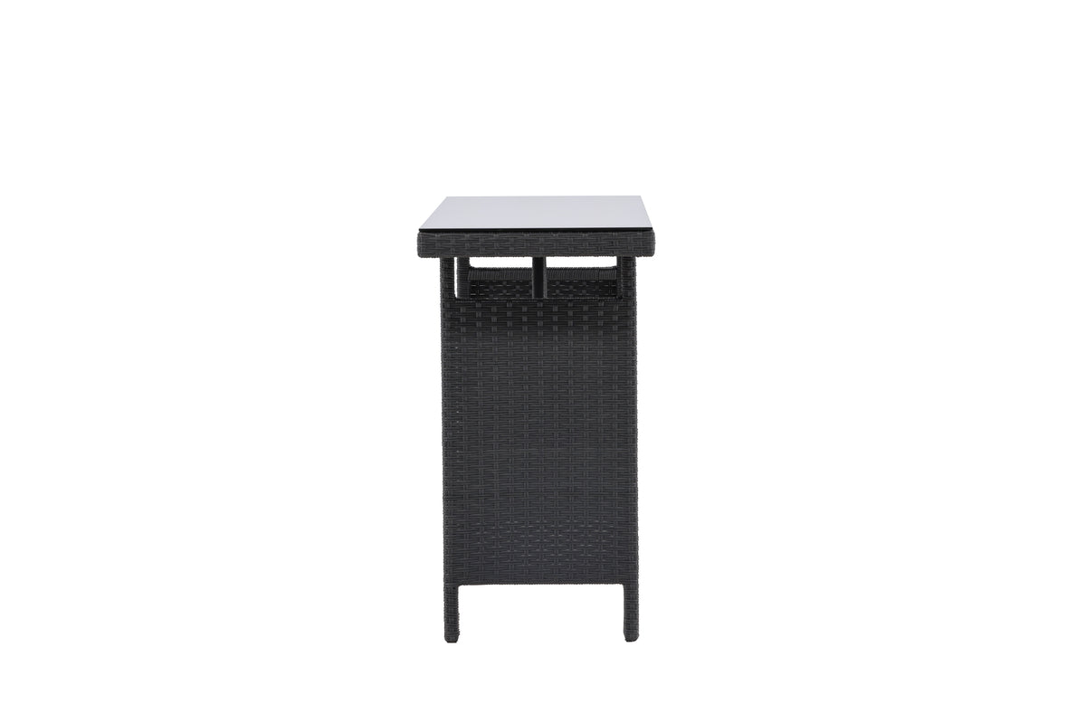 Garden Side Table Pandora - Made of Rattan and Glass in Black