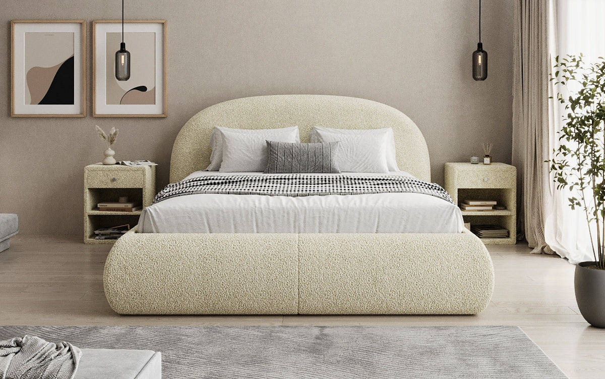 Lit rembourré design Loop en Peluche Bouclé avec espace de rangement