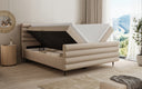 Lit boxspring Tubo en tissu texturé avec rangement