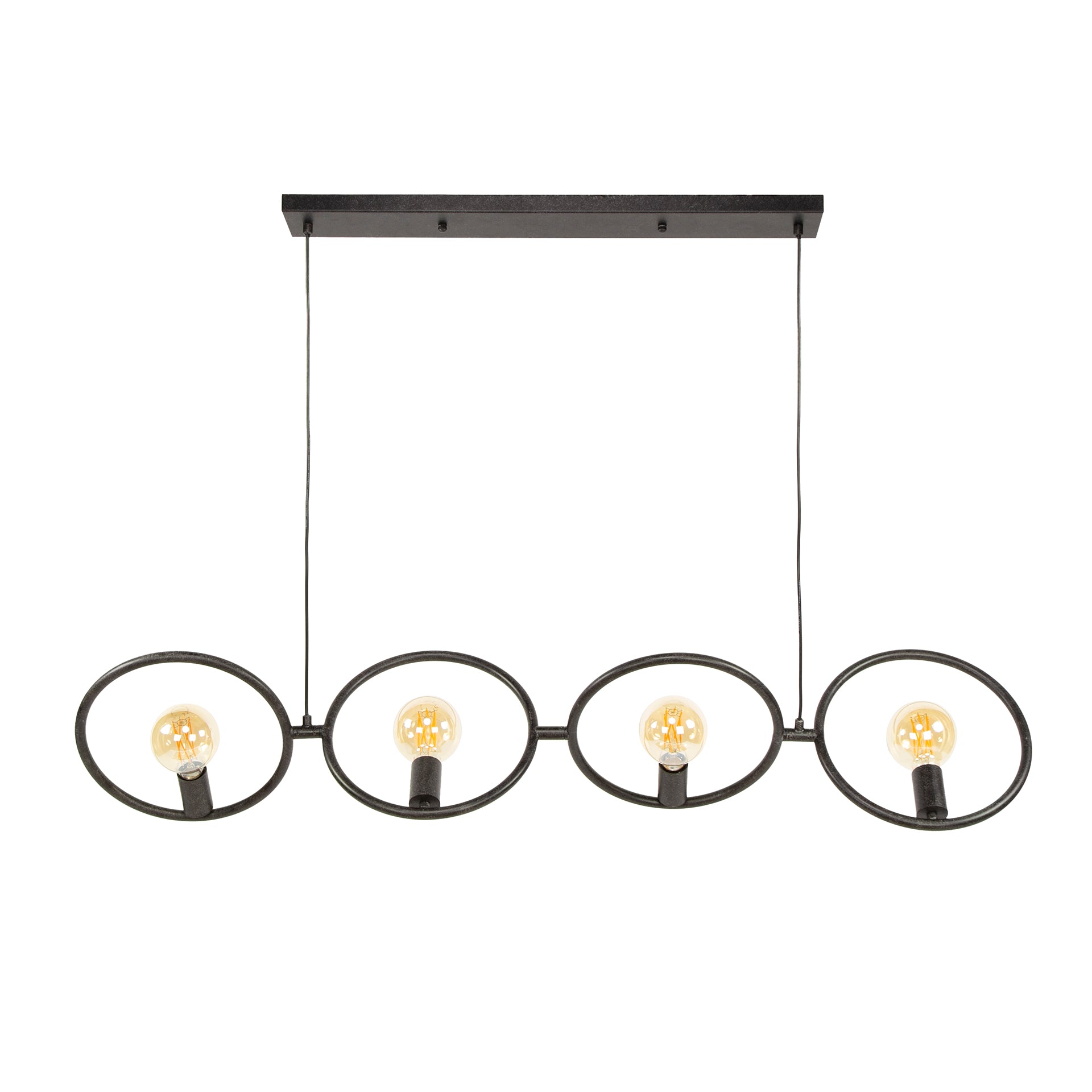 Pendelleuchte „Orlina“ – 4 Leuchten aus arktisch schwarzem Metall im Loop Design