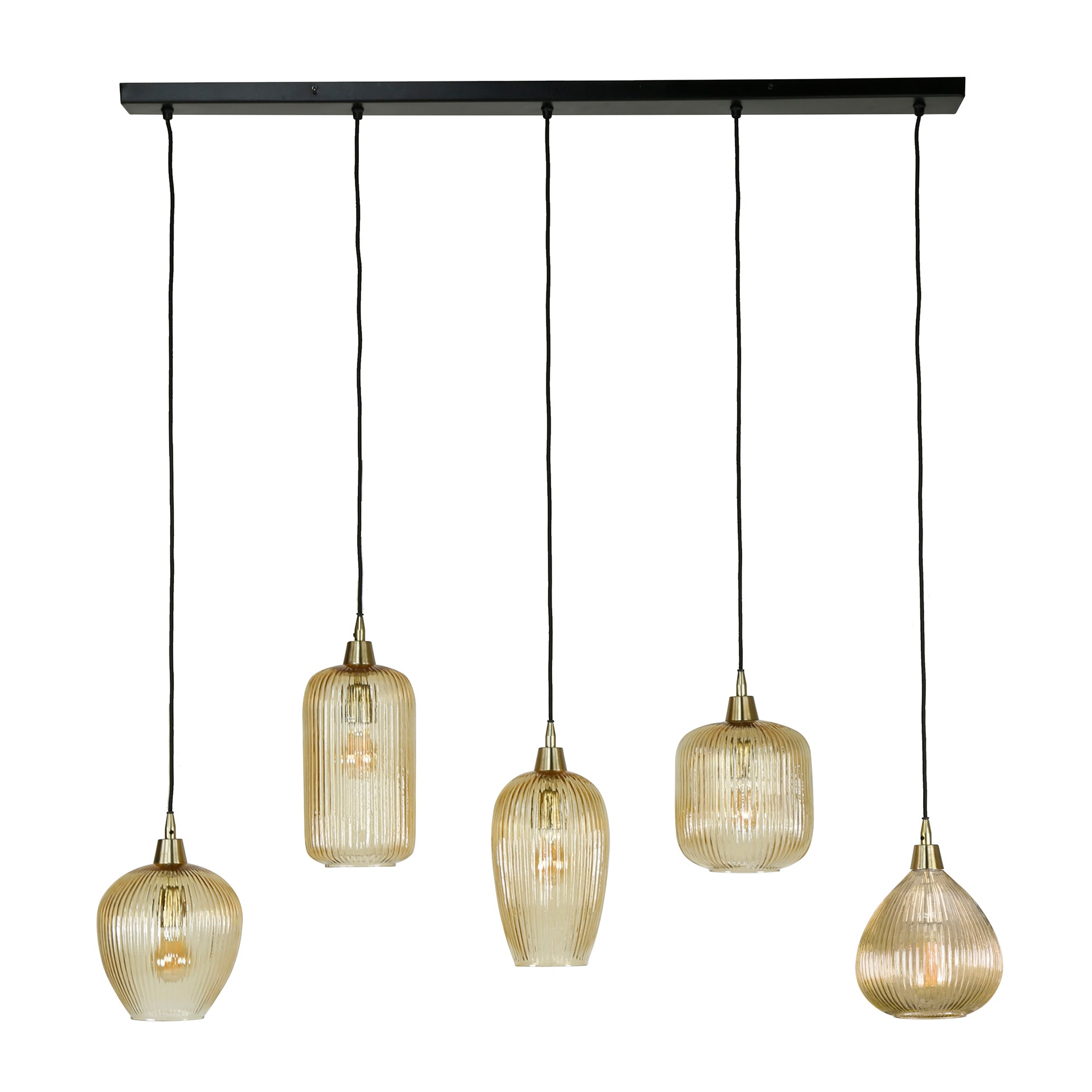 Pendant lamp "Aureo" – with handcrafted amber-colored lampshades