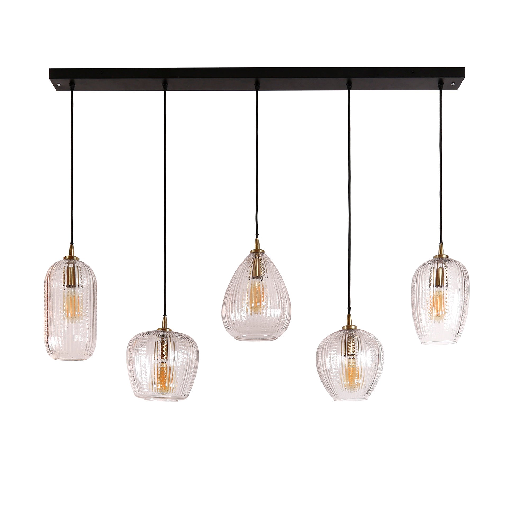 Pendant lamp "Velutto" – made of handcrafted diamond glass with 5 lights
