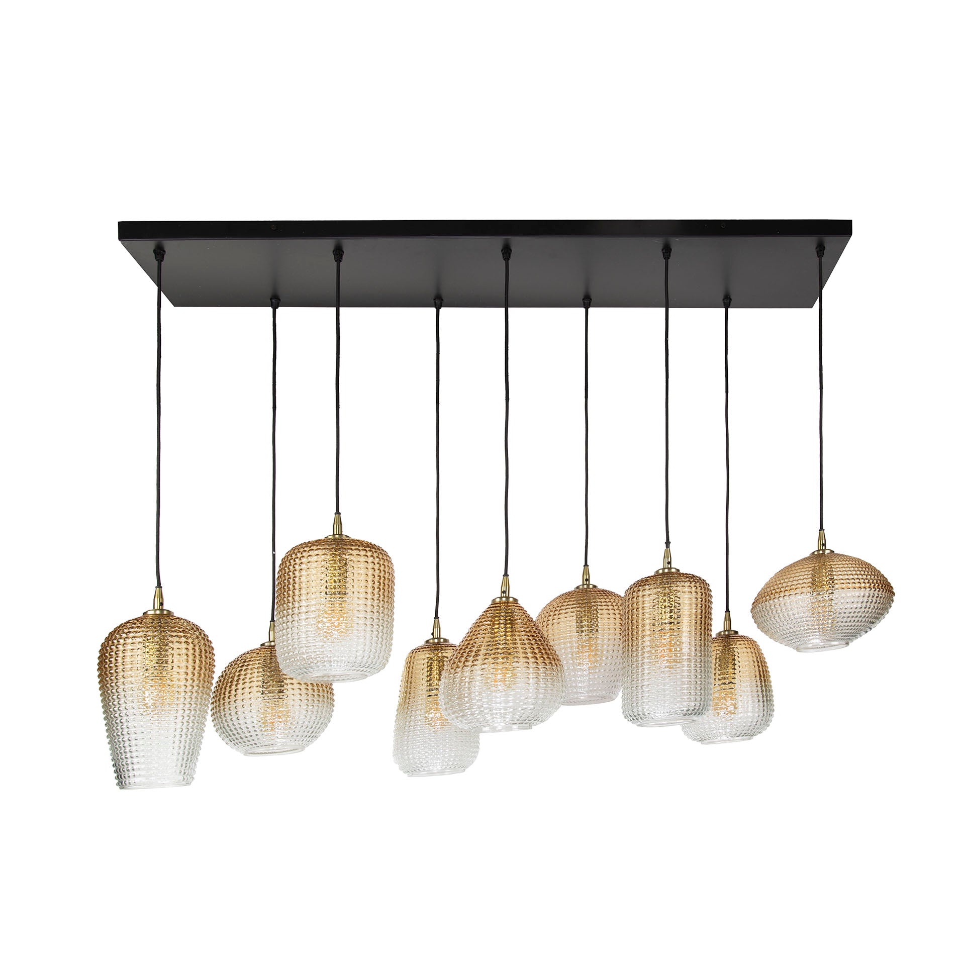 Pendant lamp "Luxor" – with 9 lights and amber gradient