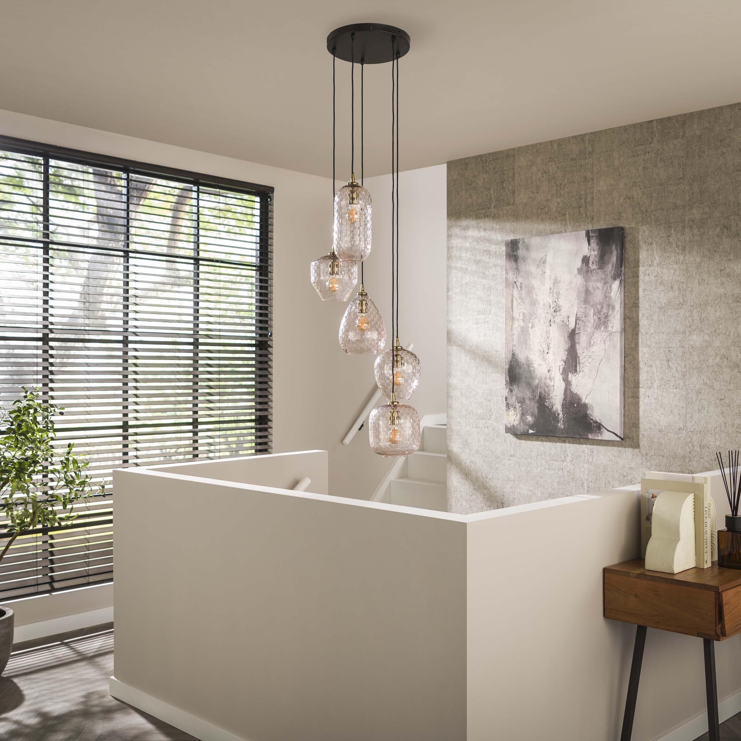 Pendant lamp "Arcana" – tiered diamond glass with 180cm height