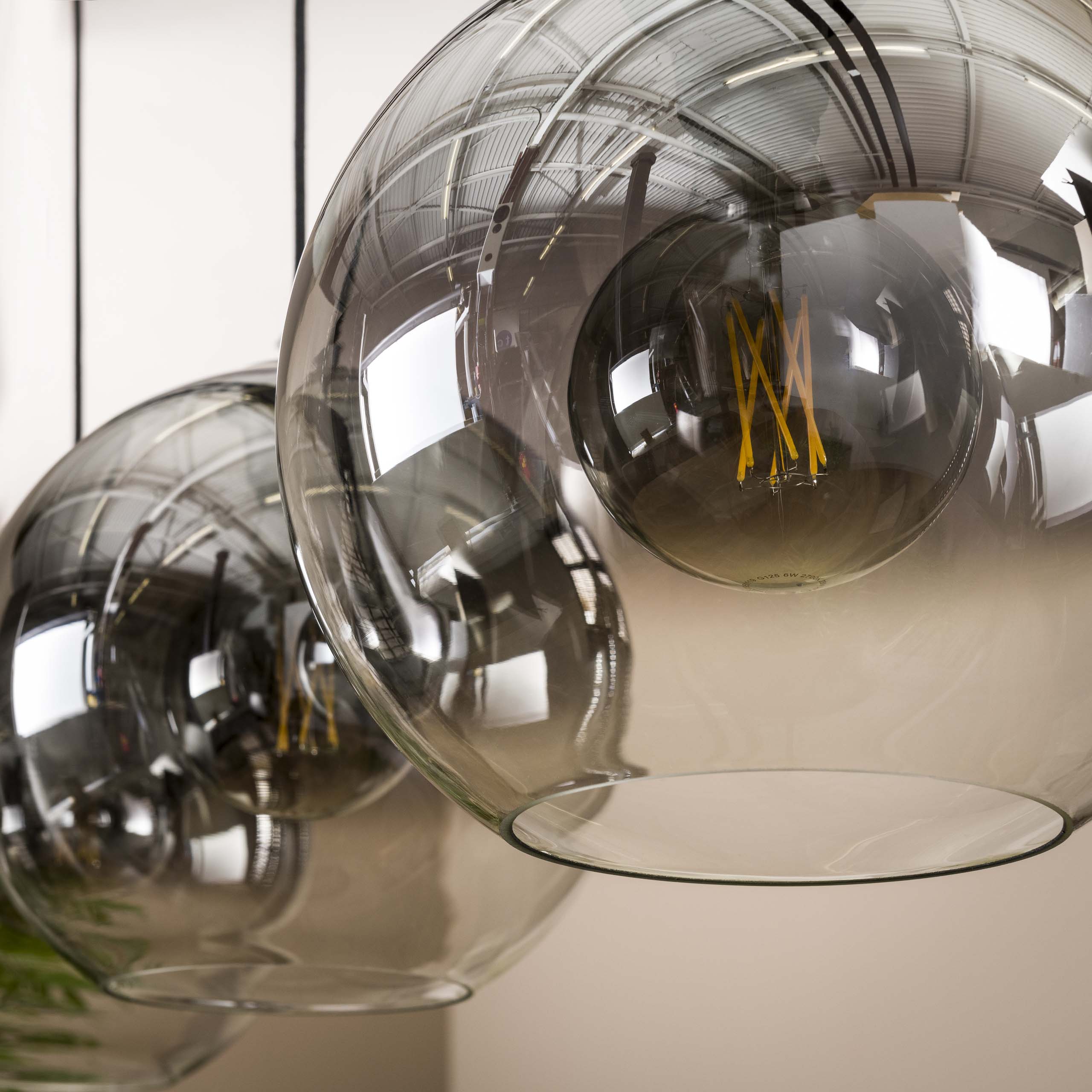 Pendelleuchte „Lumetto“ – Rauchglas mit Farbverlauf und Metallarmatur