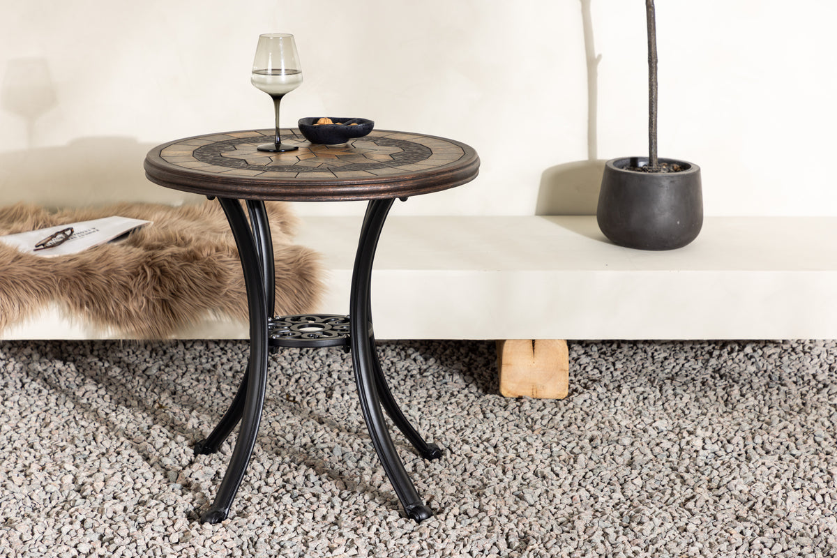 Coffee table Lejla - Ø60 with brown fiber cement tabletop