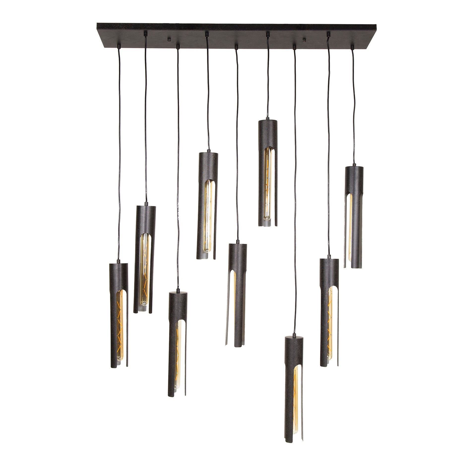 Pendant Light "Aveline" – With 9 Lights in Elegant Black Tube Design