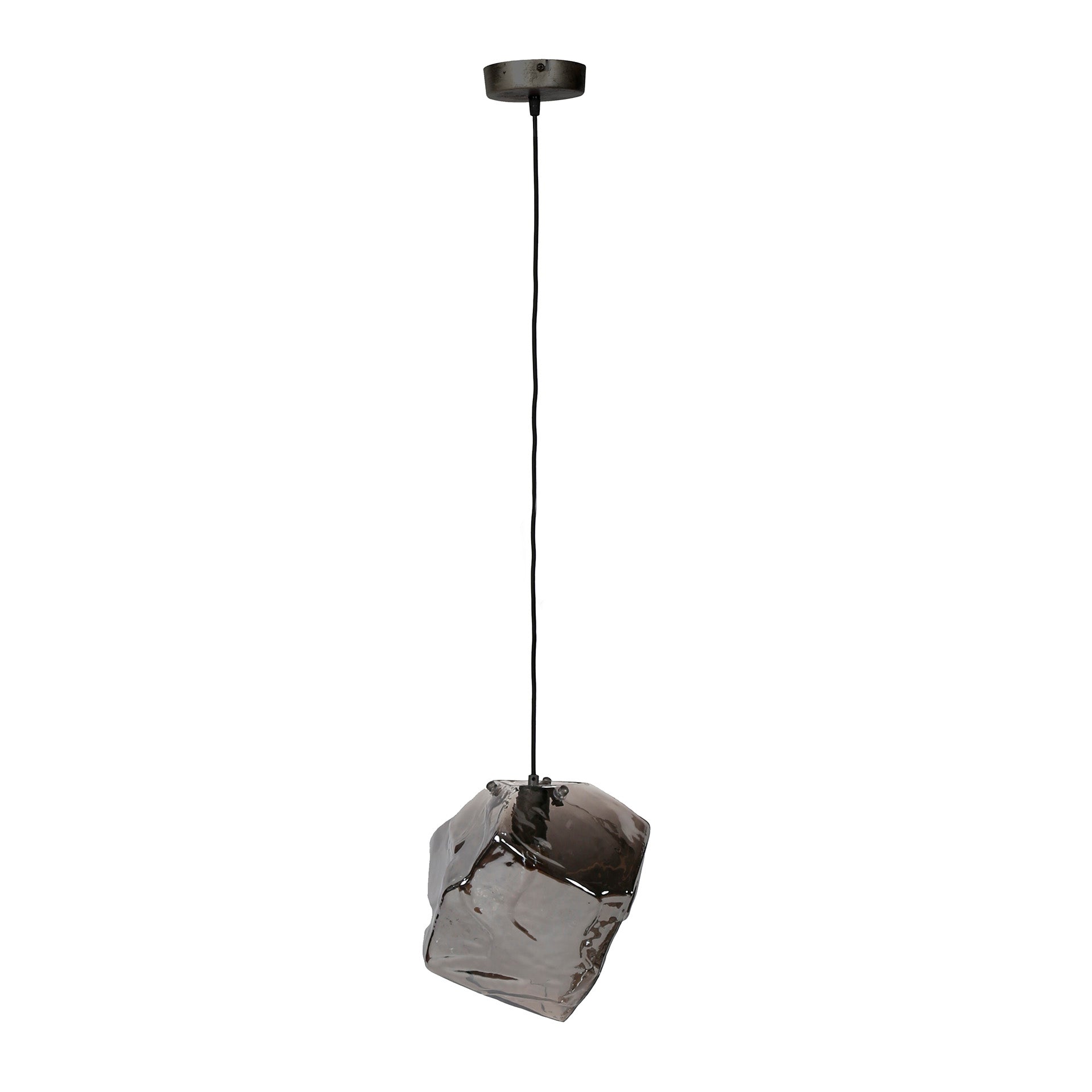 Pendant lamp "Luminara" – made of mouth-blown chrome glass with metal fixture