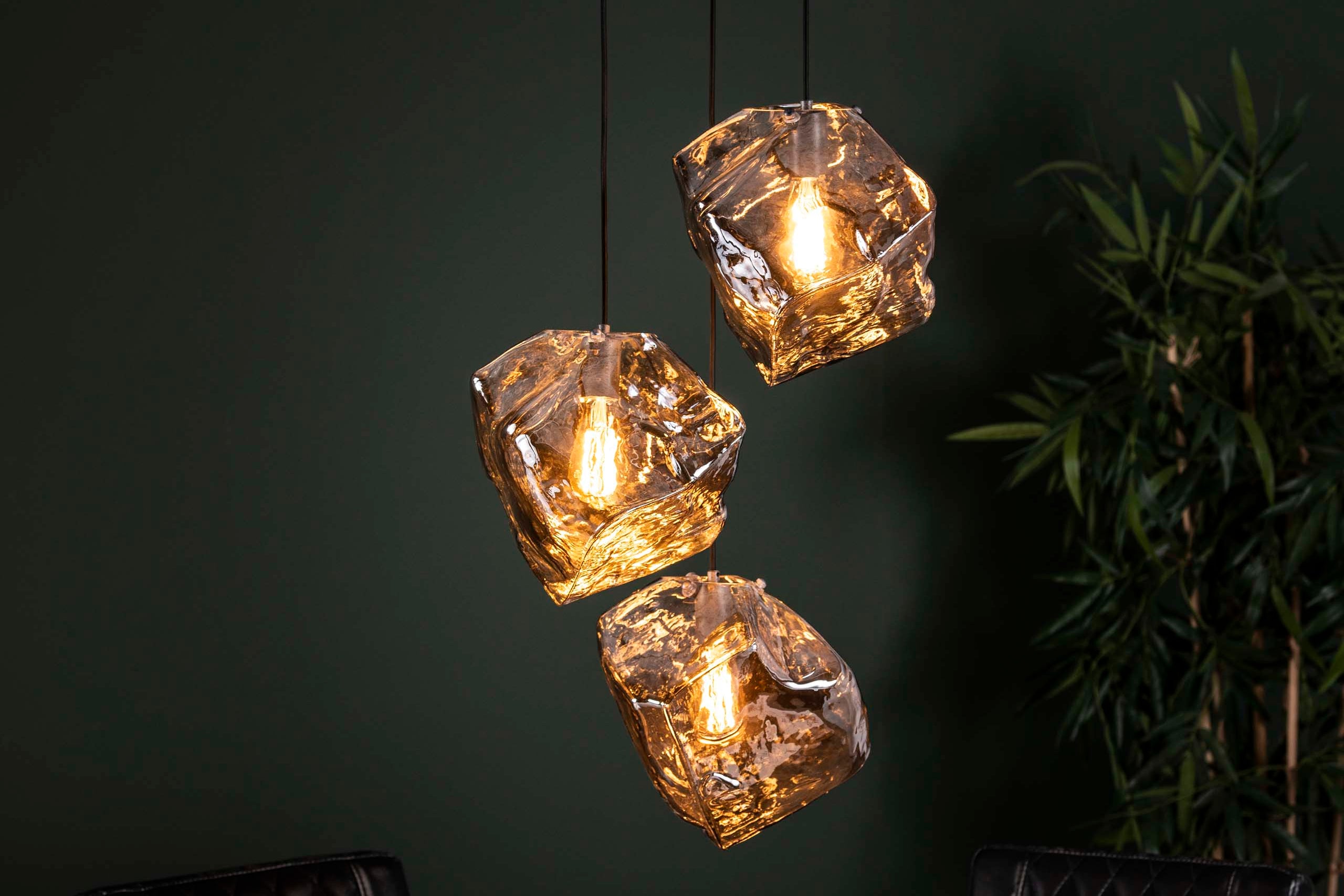 Pendant lamp "Caelus" – made of mouth-blown chrome glass with 3-step lighting