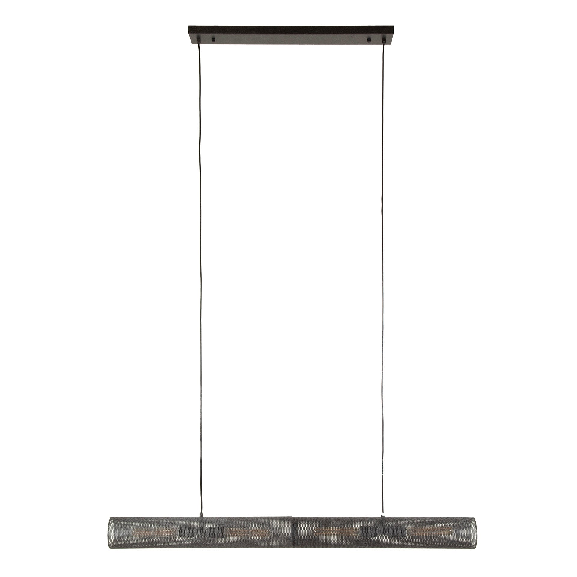 Suspension « Celvin » – Avec 4 lampes en design horizontal Tube-Mesh en Noir